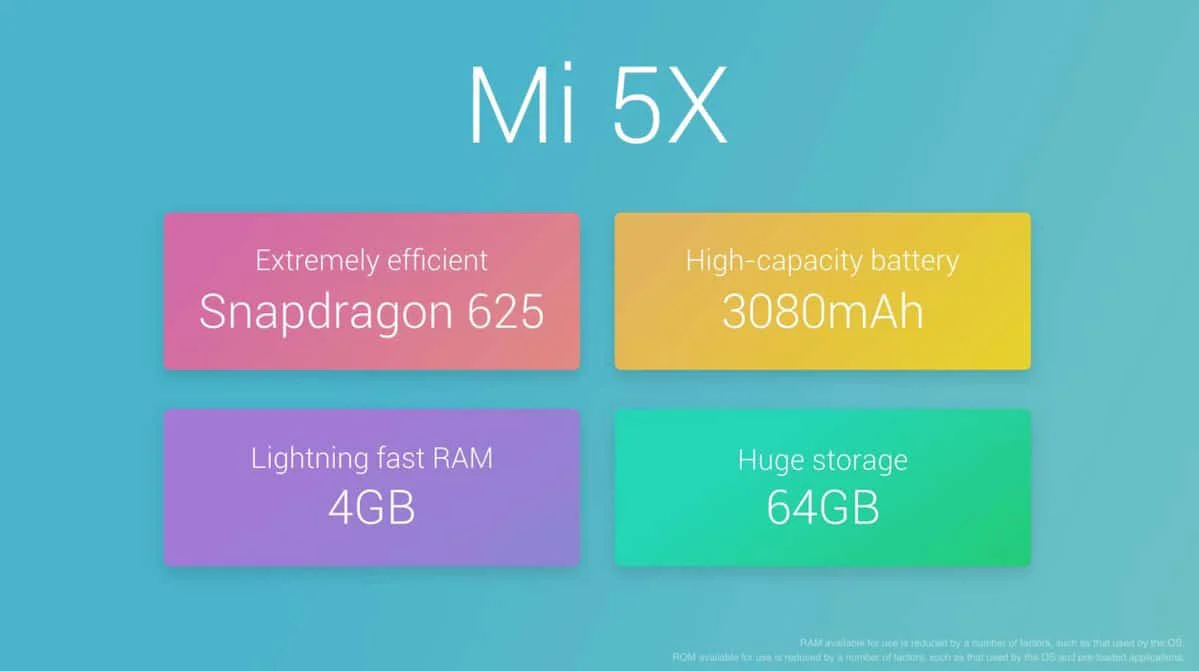 xiaomi mi 5x specs