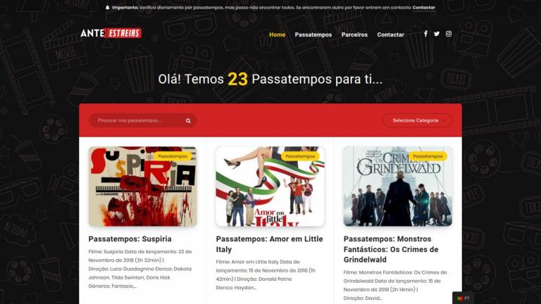 Este site está cheio de passatempos para antestreias de cinema