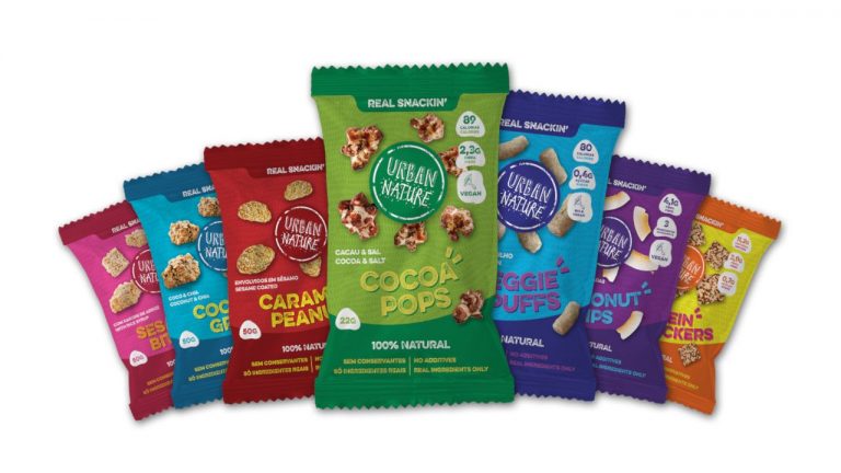 Os snacks naturais da Urban Nature estão agora em sacos produzidos com menos 80% de plástico