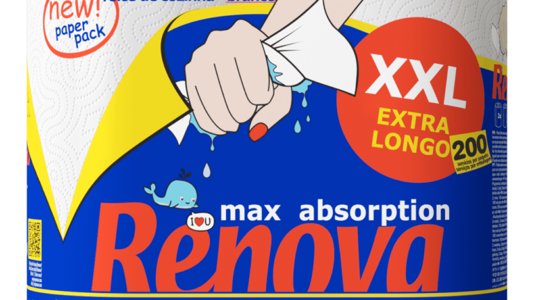 Novos rolos de cozinha da Renova trazem embalagem de papel