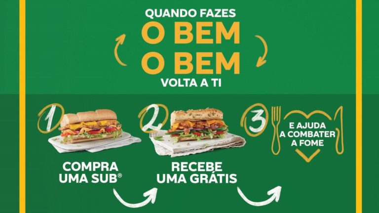 Subway vai oferecer uma sub na compra de outra esta sexta-feira