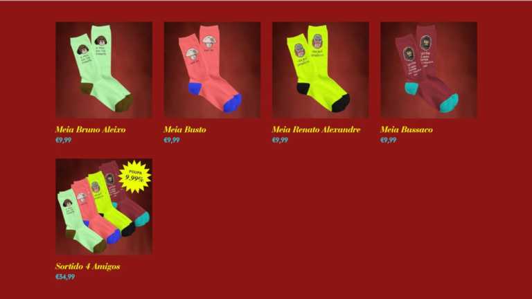 Já se pode comprar meias com a cara do Bruno Aleixo