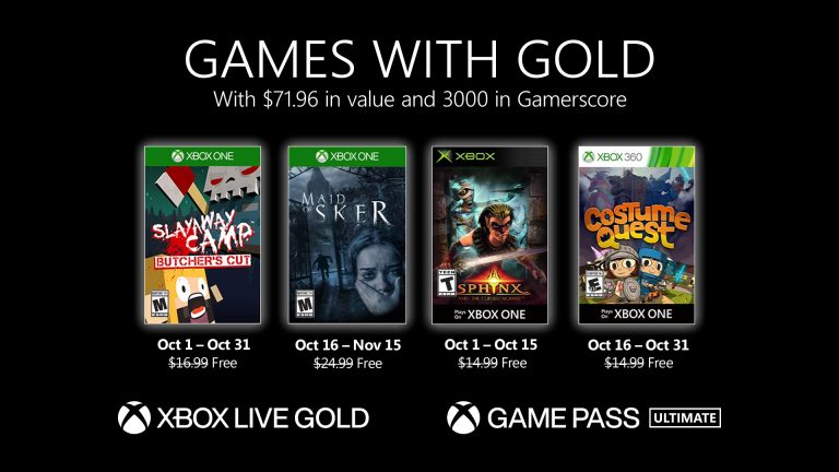 Estes são os jogos para o Xbox Games With Gold de outubro