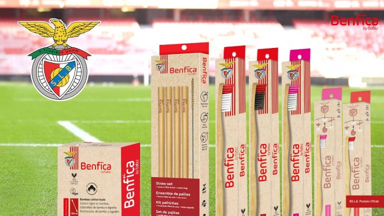 Já podem ter uma escova em bambu com símbolo e cores do Sport Lisboa e Benfica