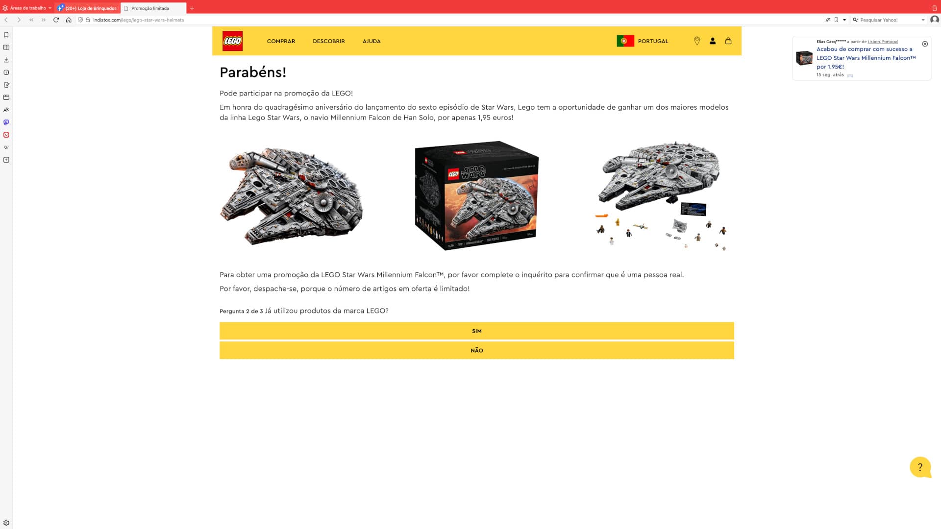 Burla LEGO Millennium Falcon