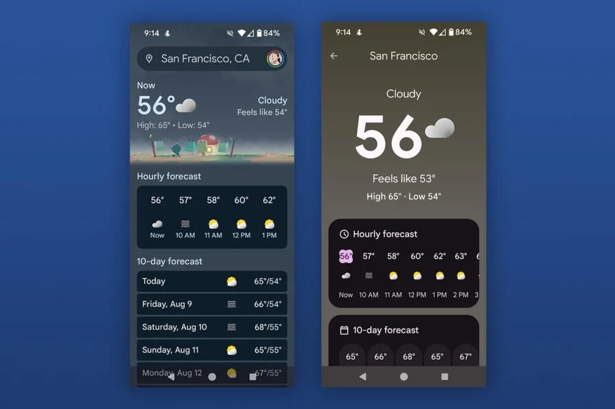 Descarreguem aqui a nova aplicação de meteorologia que vem com o Android 15 1 mhghg