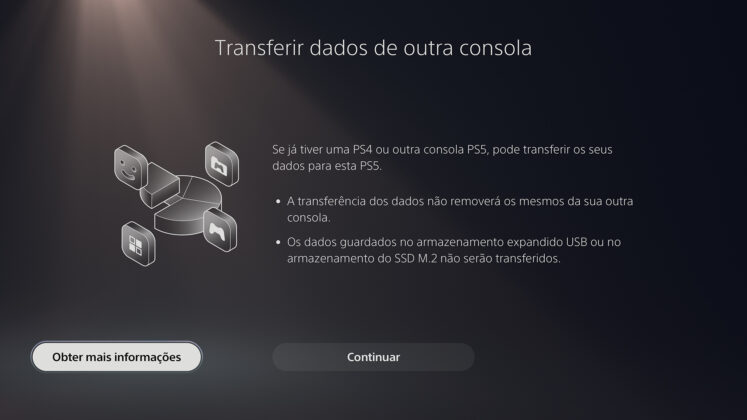 Transferência de dados na PlayStation 5 / PlayStation 5 Pro