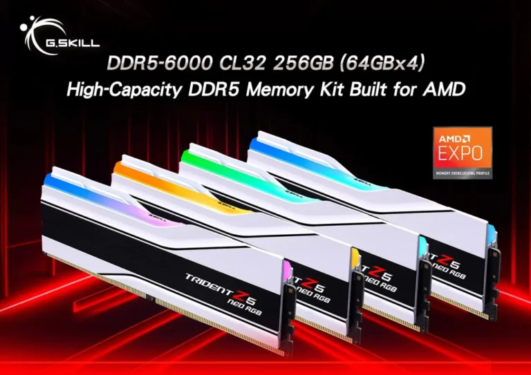 A G.Skill lançou o primeiro kit DDR5 de 256GB do mundo para computadores AMD AM5
