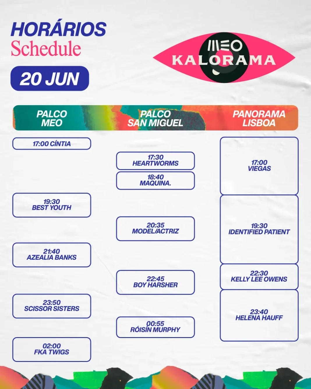MEO Kalorama 2025 - Hor&aacute;rios 20 de junho