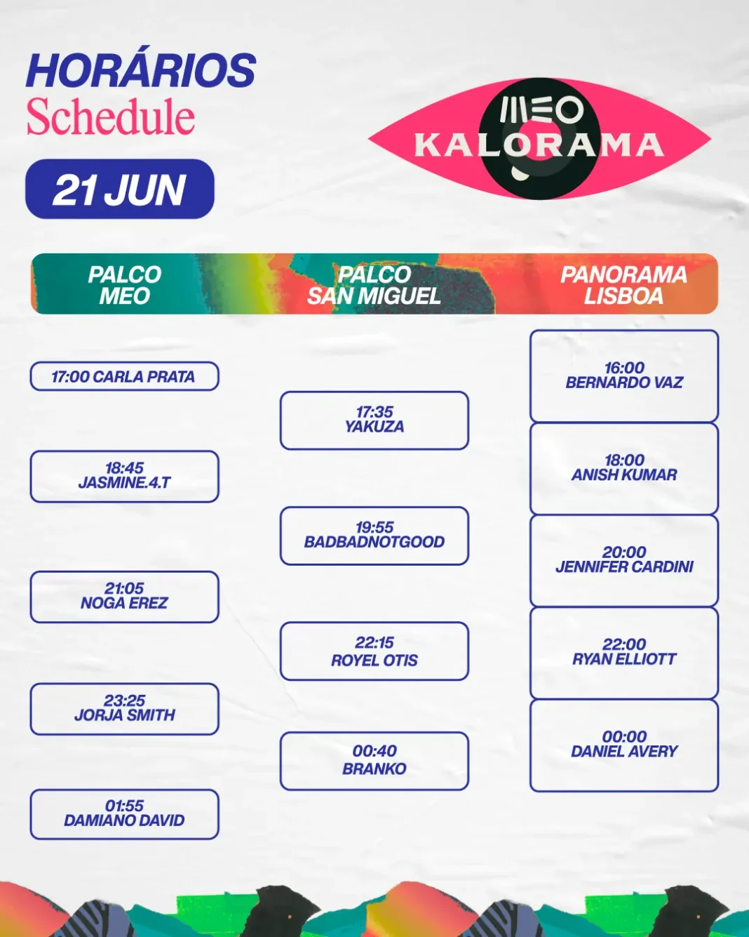 MEO Kalorama 2025 - Hor&aacute;rios 21 de junho