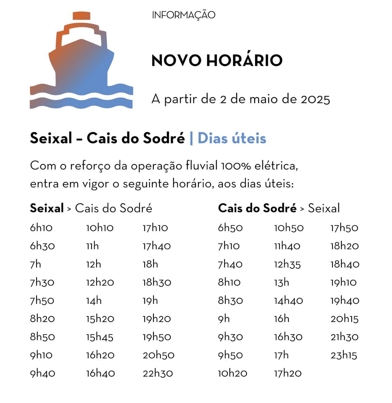 transtejo novos horarios