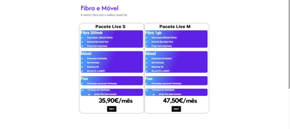 Unidos fibra e móvel
