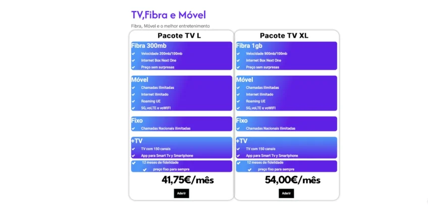 Unidos tv, fibra e móvel