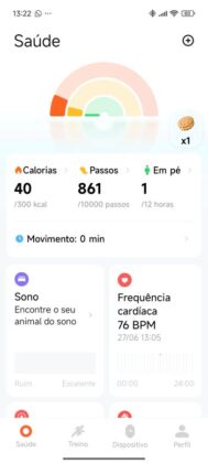 Dados no Mi Fitness