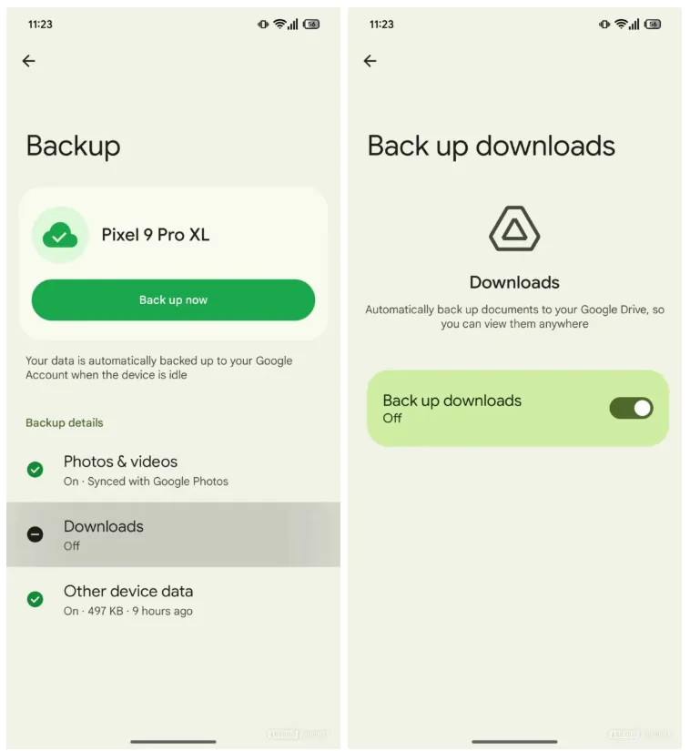 Novidade no backup do Android
