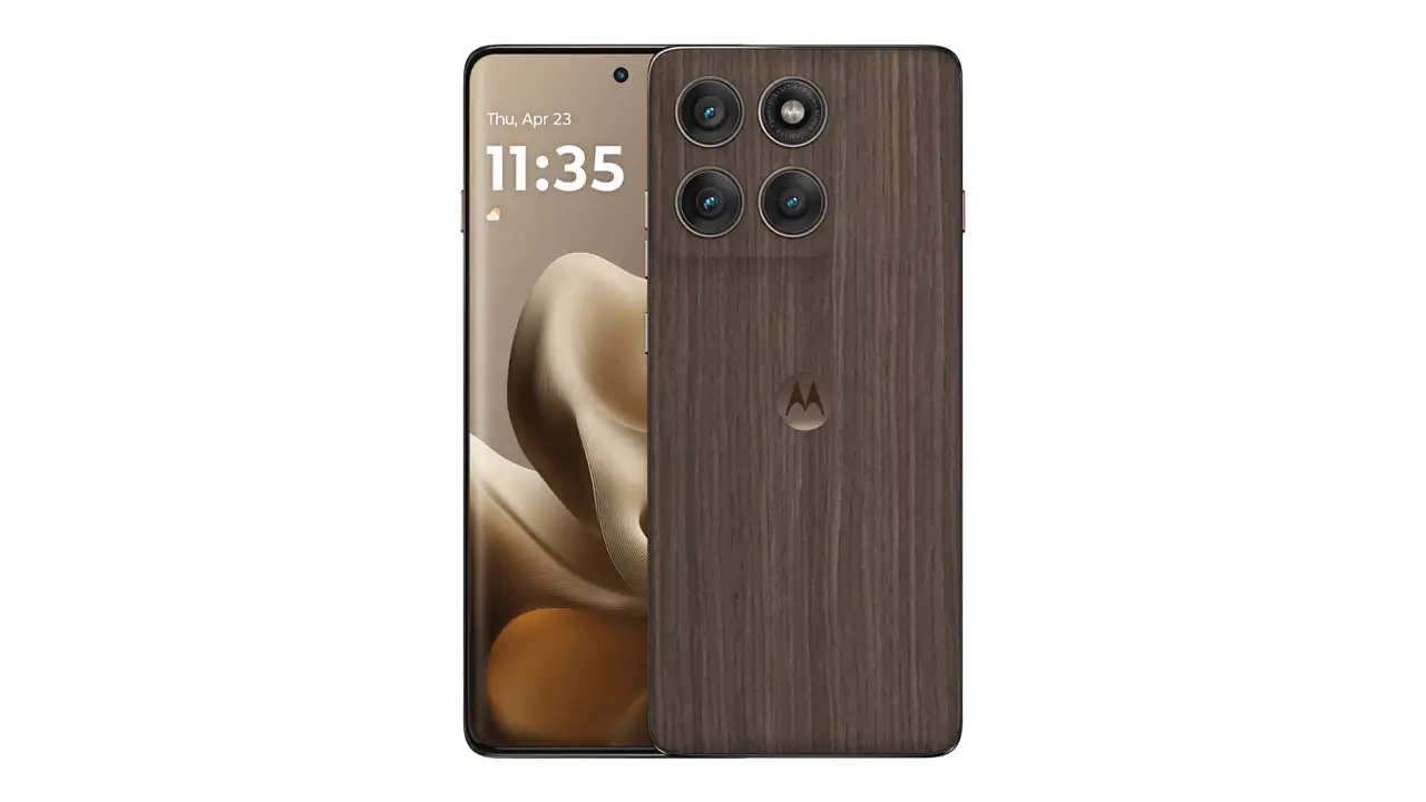 Motorola Edge 60 Pro na cor Pantone Walnut