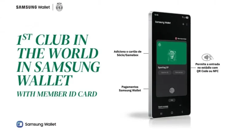 Sporting CP torna-se no primeiro clube do mundo a integrar a Samsung Wallet