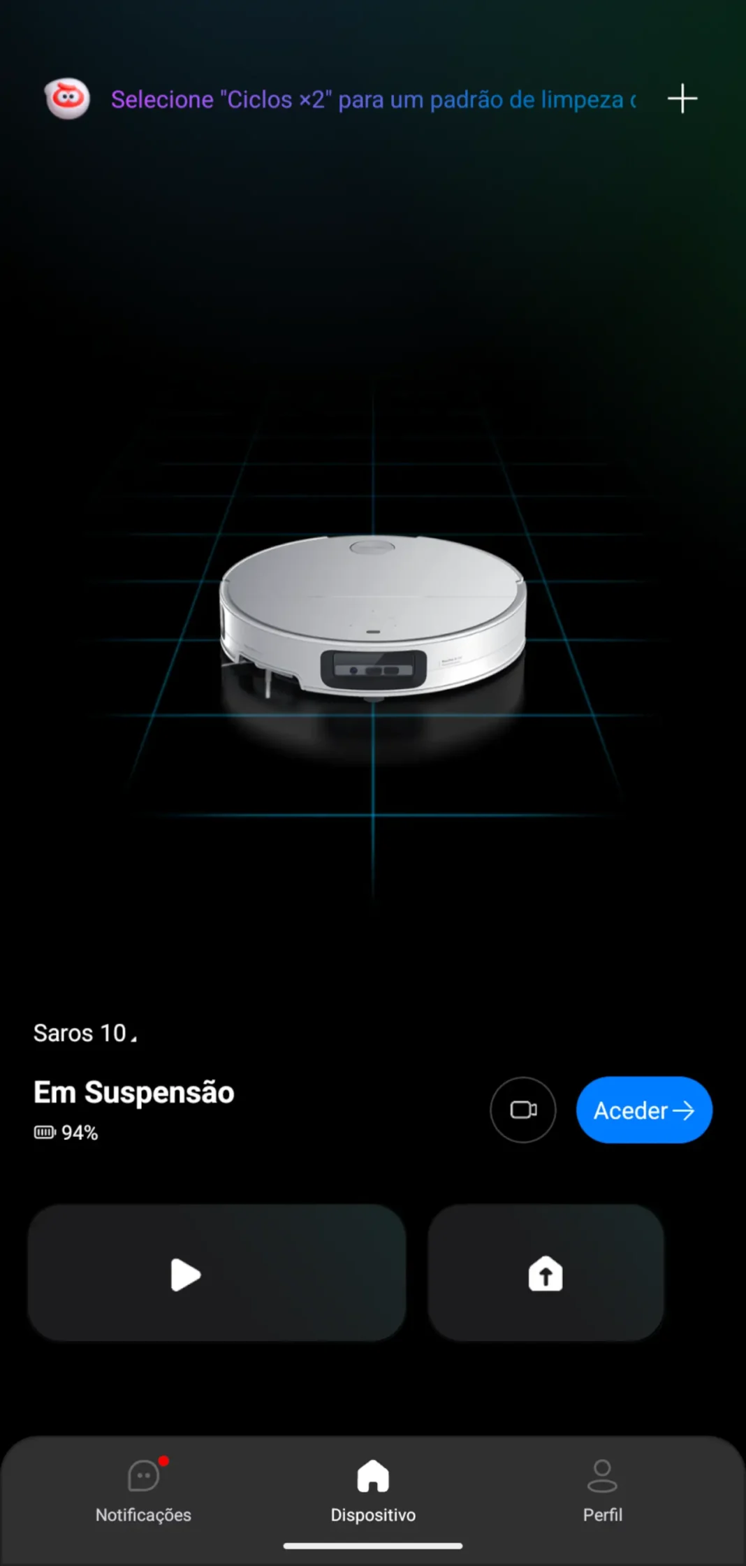 Roborock Saros 10 - aplica&ccedil;&atilde;o