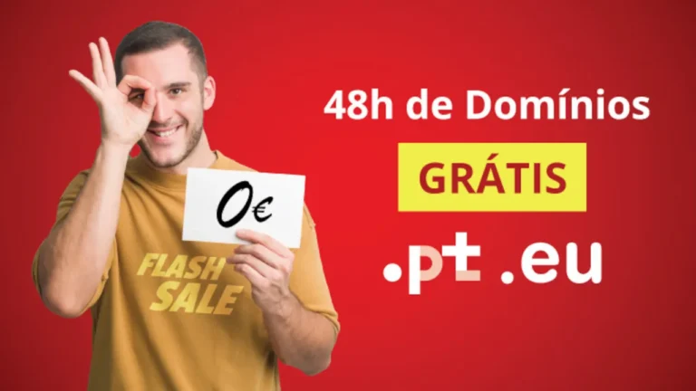 48 horas de domínios Grátis. Aproveitem já a Flash Sale da dominios.pt