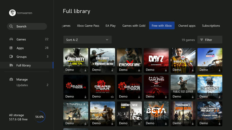 Xbox introduz categoria para organizar demos e betas na biblioteca