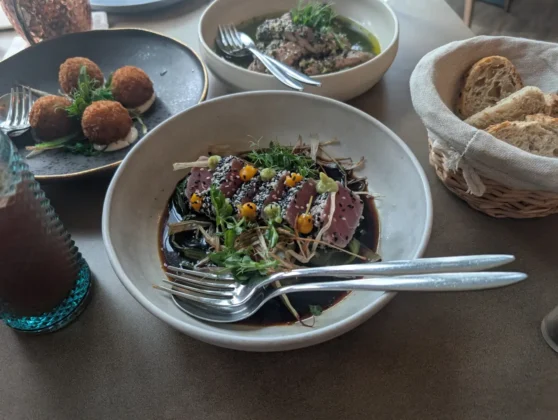 Boshq - Tataki de atum com puré de pastinaga e abacate