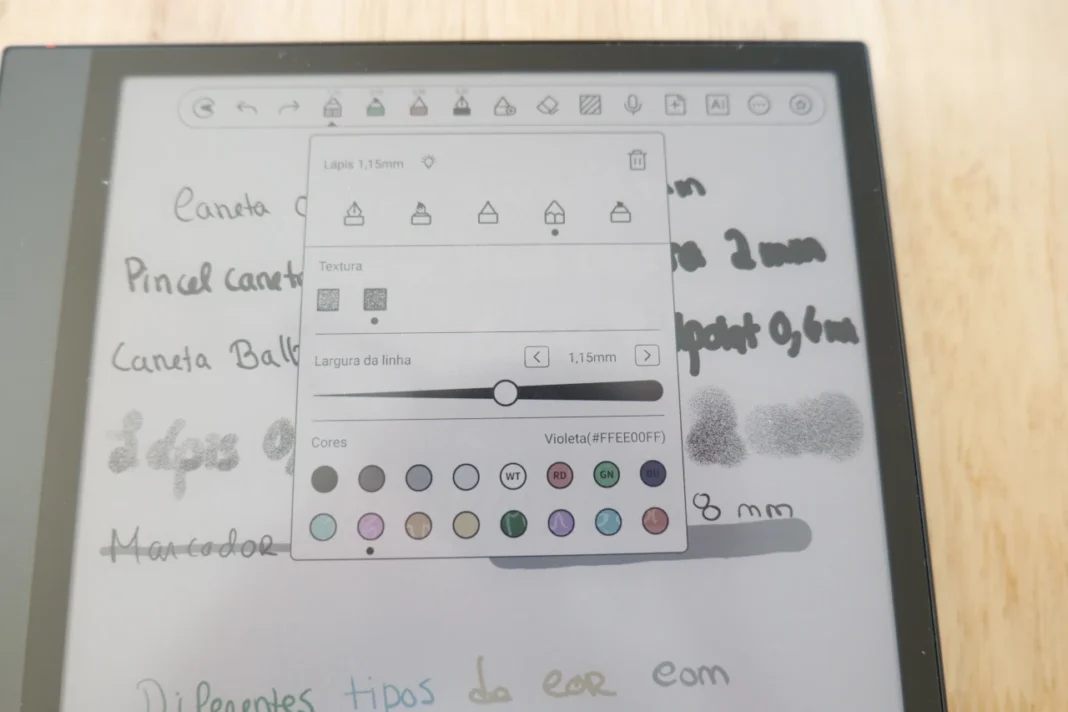 Boox Air 4C - menu canetas