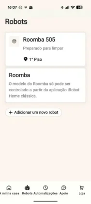 Aplicação Roomba Home