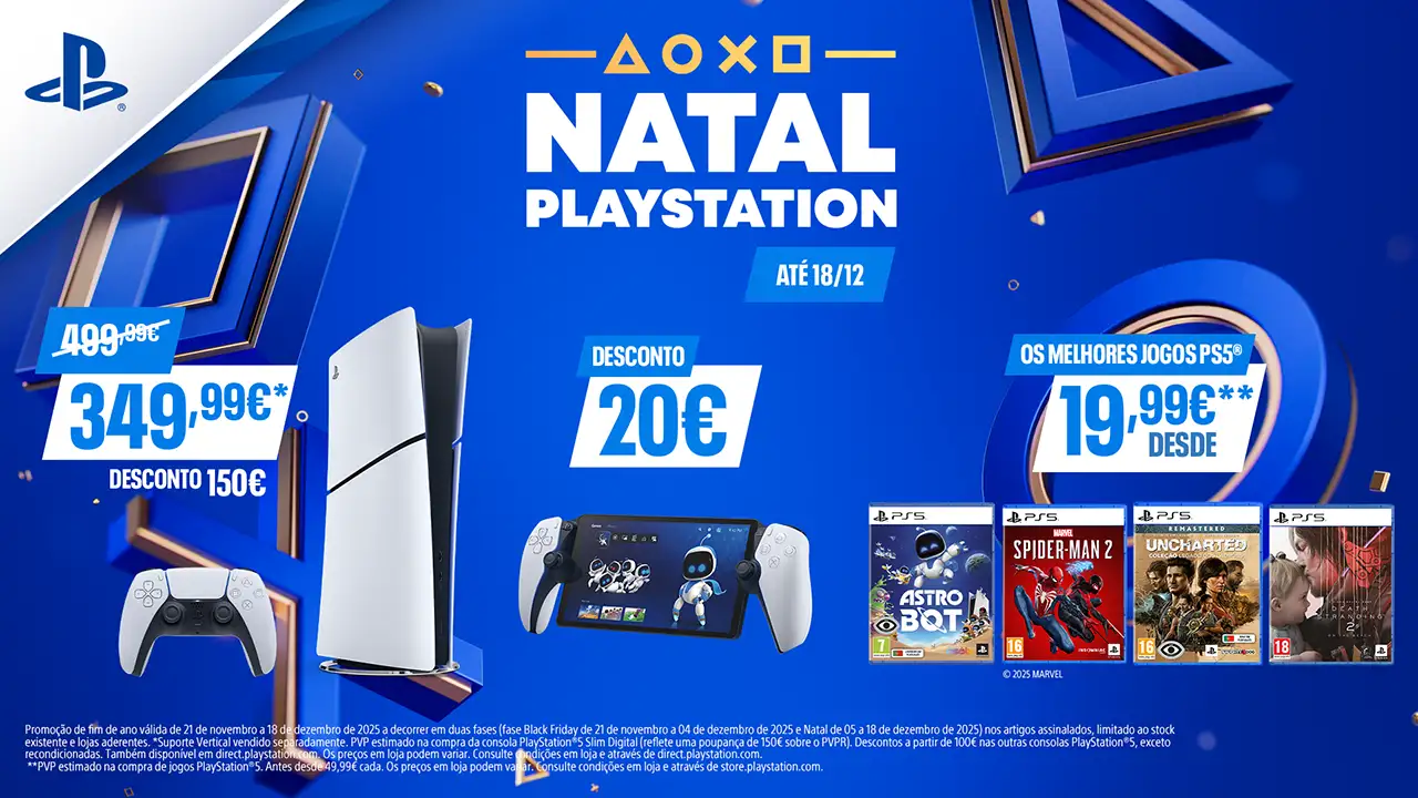 PlayStation já está em modo de Natal com promoções de 150€ na PlayStation 5 1 promocoes natal playstation 2025