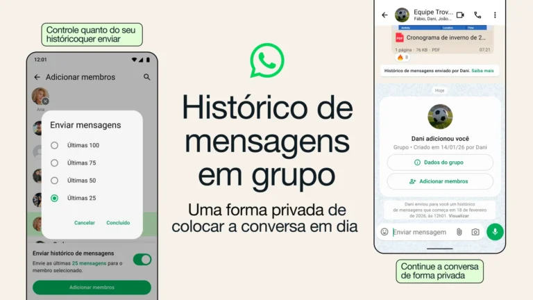 WhatsApp recebe melhorias na gestão grupos e partilha controlada do histórico