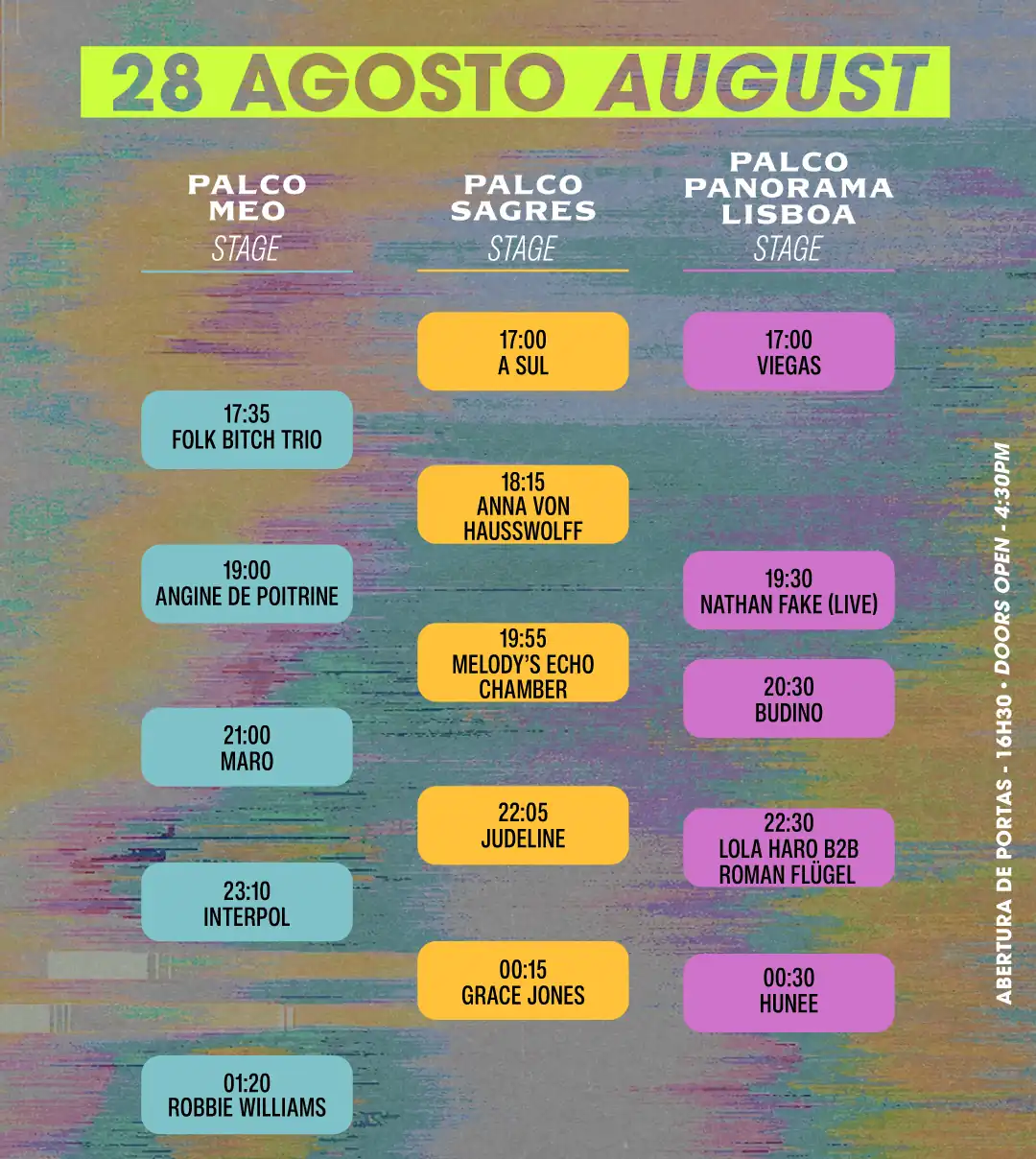 MEO Kalorama 2026 - Horarios 28 de agosto