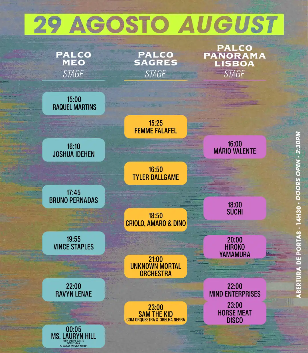 MEO Kalorama 2026 - Horarios 29 de agosto