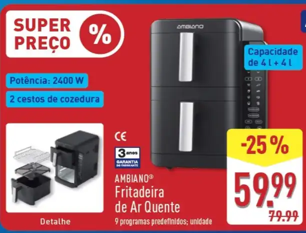 ALDI lança AirFryer de dupla gaveta com o melhor preço de sempre 1 AirFryer de dupla gaveta