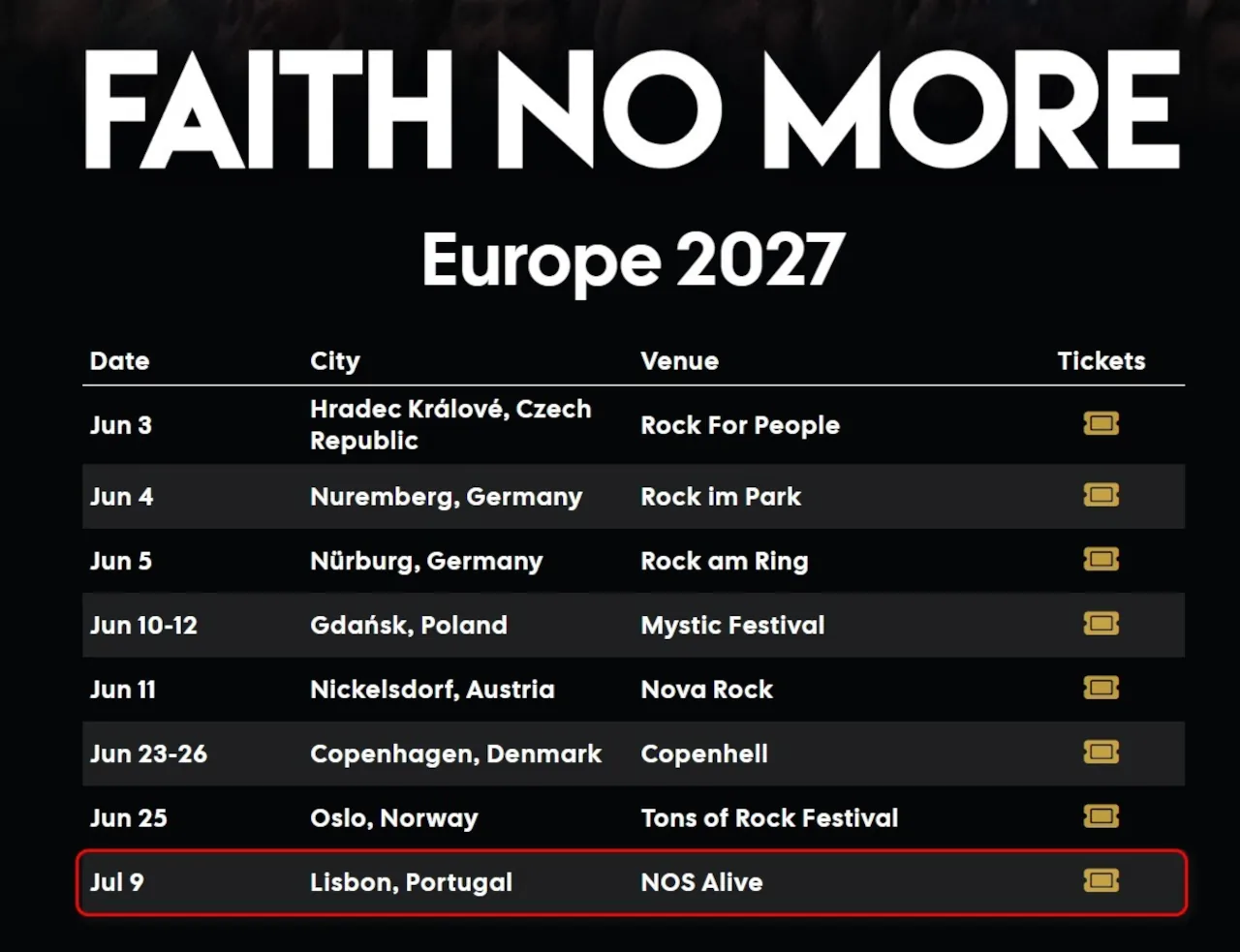 Faith No More 2027